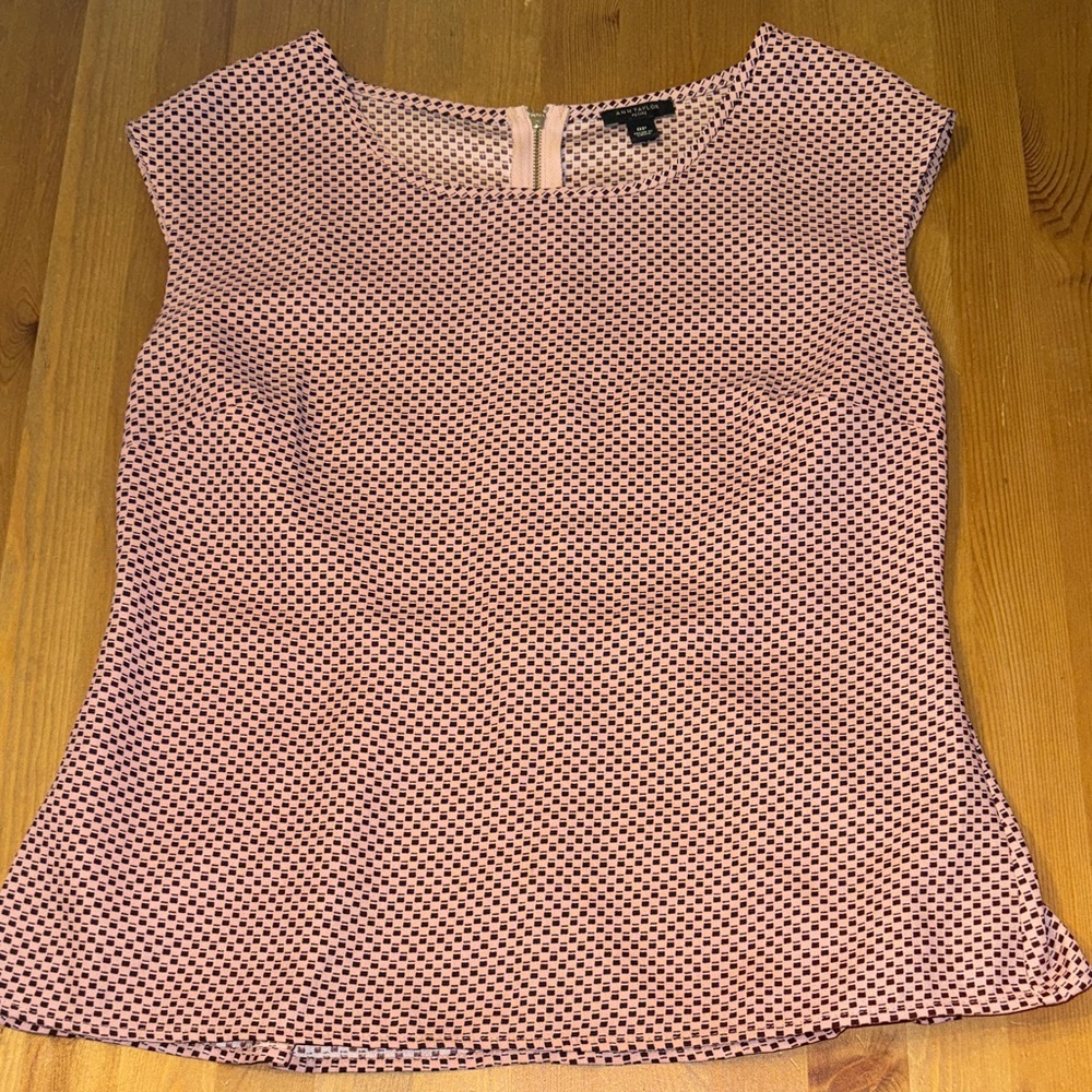 Ann Taylor Petite Pink and Brown Dot Women's Sleeveless Top Size 8P